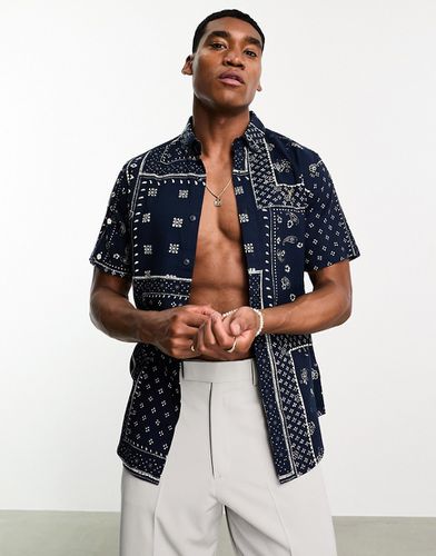 Marcus - Camicia a maniche corte reale con stampa stile bandana - Farah - Modalova