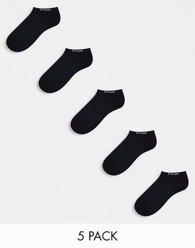FCUK - Confezione da 5 paia di calzini sportivi neri - French Connection Mens - Modalova