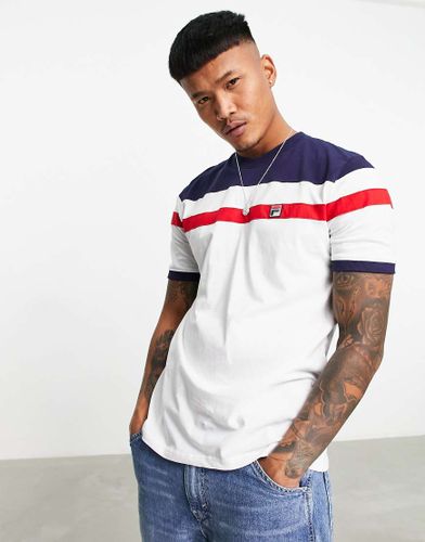 Sten - T-shirt bianca a righe con logo squadrato - Fila - Modalova