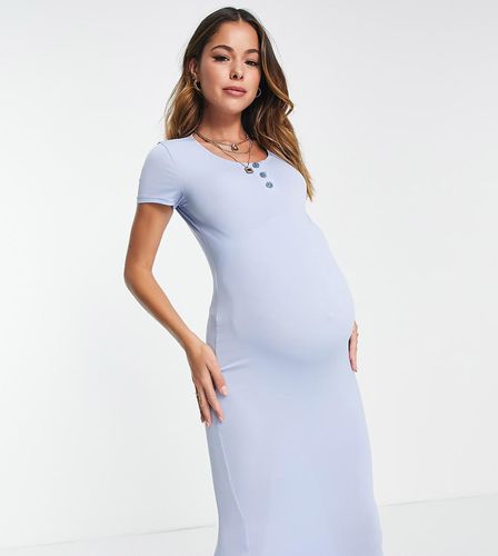 Vestito midi basic in jersey azzurro chiaro con maniche ad aletta - Flounce London Maternity - Modalova