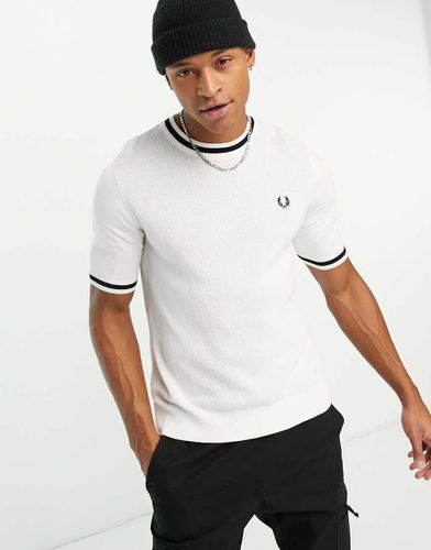 T-shirt in maglia bianca - Fred Perry - Modalova