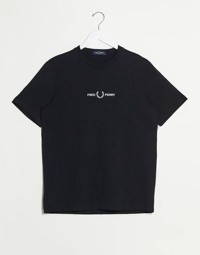 T-shirt ricamata nera con logo - Fred Perry - Modalova