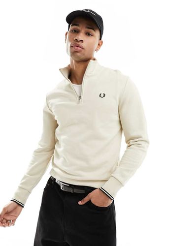 Felpa écru con zip corta - Fred Perry - Modalova