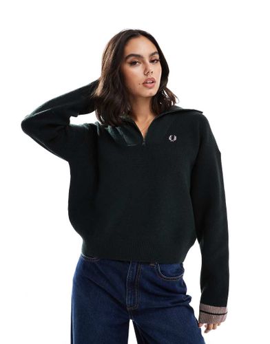 Maglione scuro e rosa polvere con zip corta - Fred Perry - Modalova