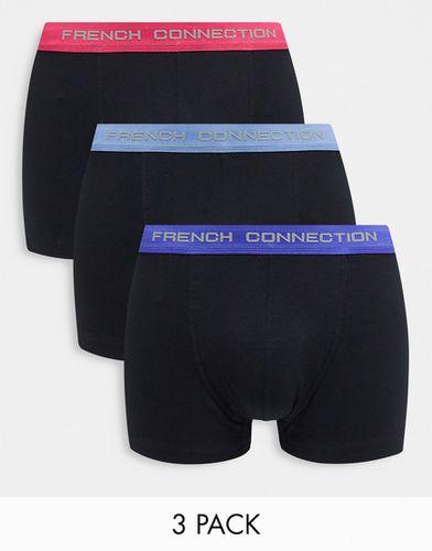 Confezione da 3 boxer neri con fascia in vita a contrasto - French Connection - Modalova