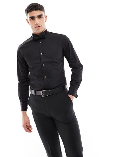 Camicia nera slim con colletto diplomatico - French Connection - Modalova