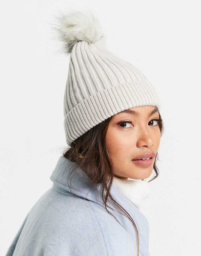 Berretto a coste grigio con pompon - French Connection - Modalova