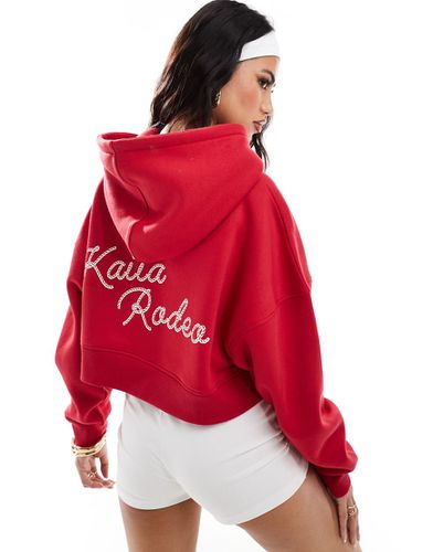 Rodeo - Felpa con cappuccio corta rossa con logo - Kaiia - Modalova