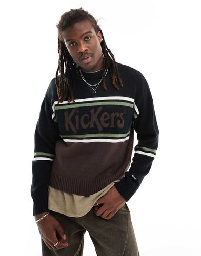 Maglione comodo marrone e con righe e logo - Kickers - Modalova