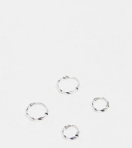 Confezione da 2 paia di orecchini a cerchio in sterling effetto metallo fuso - Kingsley Ryan - Modalova