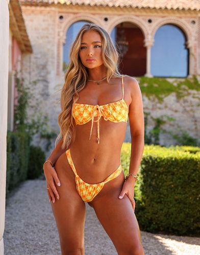 Lemontini - Slip bikini a perizoma arancione e giallo arricciato - Kulani Kinis - Modalova