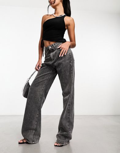 The Brand - Jeans a fondo ampio con dettagli con strass lavaggio nero - KYO - Modalova