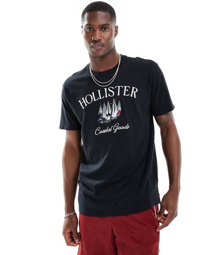 Coastal Tech - T-shirt comoda nera con logo ricamato - Hollister - Modalova