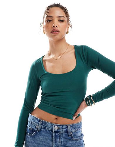 Crop top a maniche lunghe con scollo rotondo - Hollister - Modalova