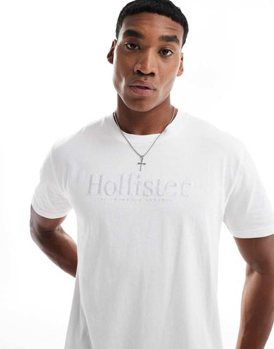 T-shirt comoda bianca con logo - Hollister - Modalova