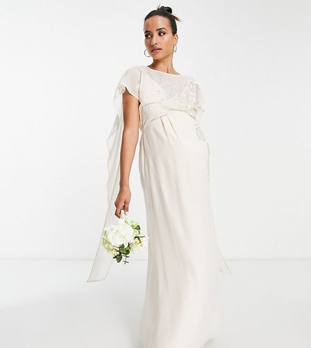 Vestito lungo da sposa color avorio ricamato allacciato sul retro - Hope & Ivy Maternity - Modalova