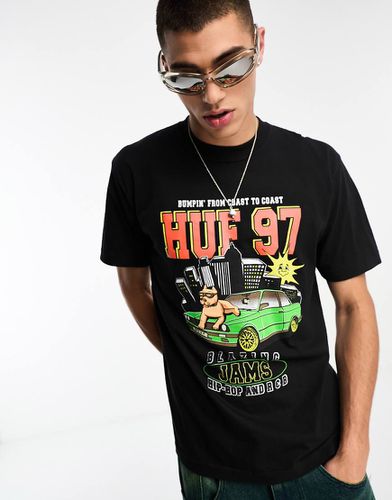 Blazing Jam - T-shirt a maniche corte nera con stampa sul petto - HUF - Modalova