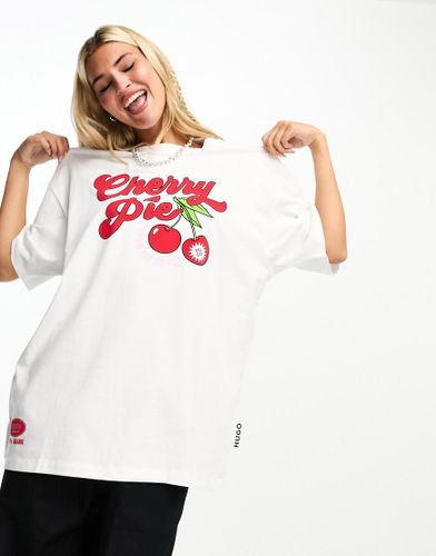 HUGO - Drisela - T-shirt bianca con grafica "Cherry Pie" - Hugo Red - Modalova