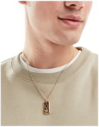 Collana color con pendente a medaglietta con design esagonale - Icon Brand - Modalova