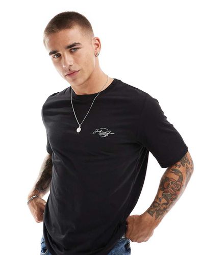 T-shirt nera con logo scritto - Jack & Jones - Modalova