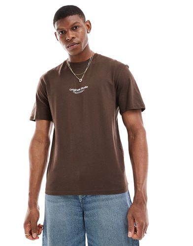 T-Shirt oversize cioccolato con logo "Originals" - Jack & Jones - Modalova