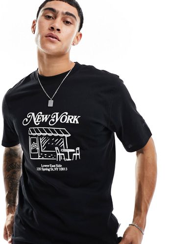T-shirt oversize nera con stampa di New York - Jack & Jones - Modalova
