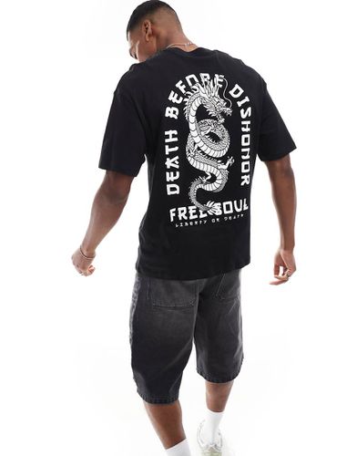 T-shirt oversize nera con stampa di serpente sul retro - Jack & Jones - Modalova