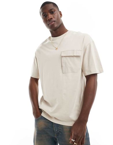 T-shirt oversize beige con tasca in nylon - Jack & Jones - Modalova