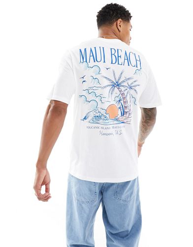 T-shirt oversize bianca con stampa "Maui" sul retro - Jack & Jones - Modalova