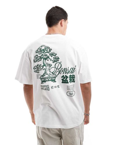 T-shirt oversize bianca con stampa di bonsai sul retro - Jack & Jones - Modalova