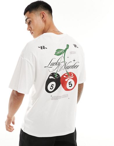 T-shirt oversize bianca con stampa sul retro di numero fortunato - Jack & Jones - Modalova