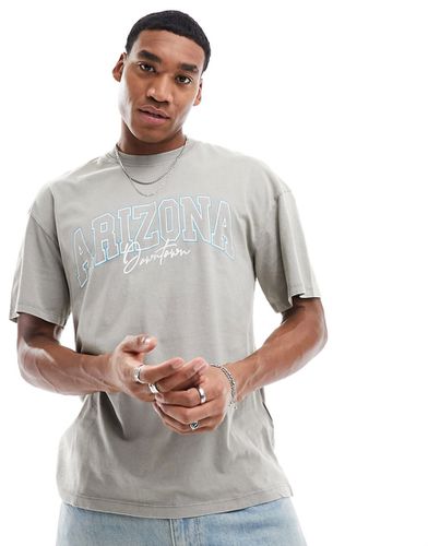 T-shirt oversize grigia slavata con stampa "Arizona" - Jack & Jones - Modalova