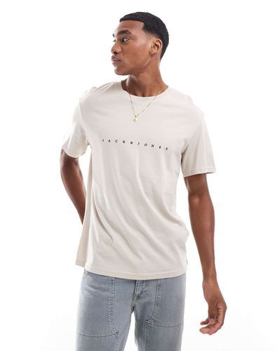 T-shirt beige con logo frontale - Jack & Jones - Modalova