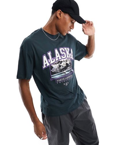 T-shirt vestibilità comoda scuro con stampa "Alaska" - Jack & Jones - Modalova