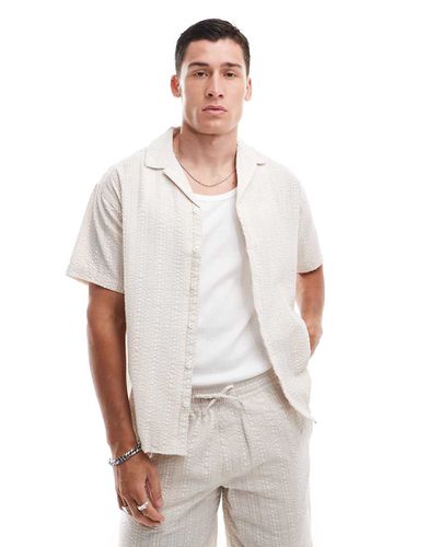 Camicia oversize beige stropicciata con colletto a rever - Jack & Jones - Modalova