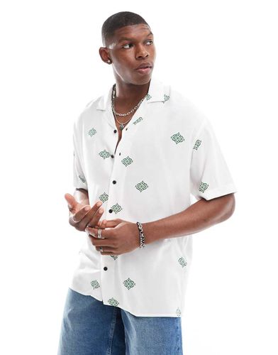 Camicia con collo a rever bianca con stampa - Jack & Jones - Modalova