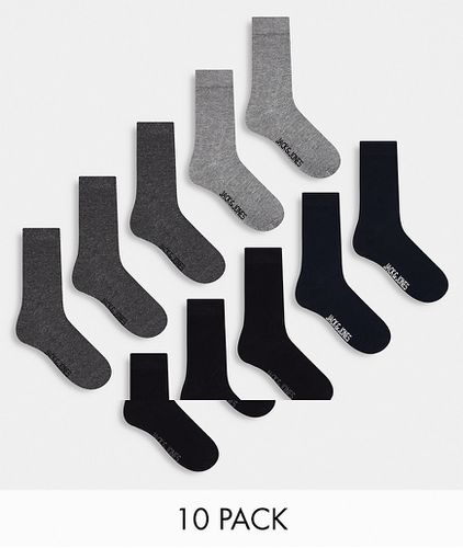 Confezione da 10 paia di calzini neri e grigi - Jack & Jones - Modalova
