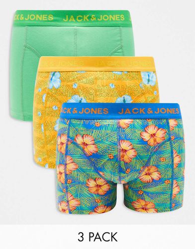 Confezione da 3 boxer aderenti estivi a fiori - Jack & Jones - Modalova