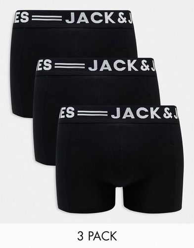 Confezione da 3 boxer aderenti neri con fascia in vita dello stesso colore - Jack & Jones - Modalova