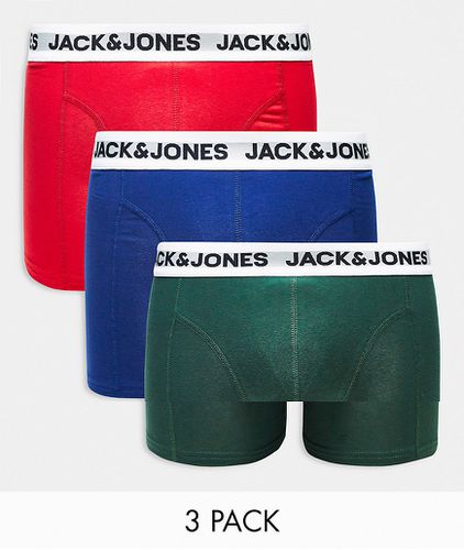 Confezione da 3 paia di boxer aderenti con elastico in vita bianco con logo - Jack & Jones - Modalova
