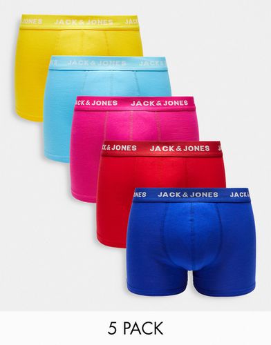 Confezione da 5 boxer aderenti in colori accesi - Jack & Jones - Modalova