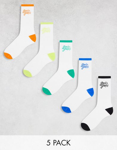 Confezione da 5 paia di calzini multicolore con logo a contrasto - Jack & Jones - Modalova
