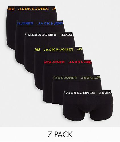 Confezione da 7 paia di boxer aderenti neri con fascia in vita con logo colorato - Jack & Jones - Modalova