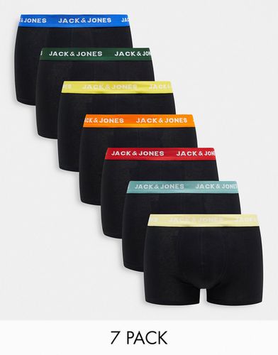 Confezione da 7 paia di boxer aderenti neri con fascia in vita multicolore - Jack & Jones - Modalova