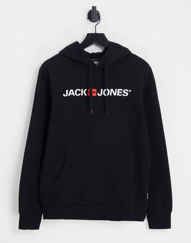 Essentials - Felpa con cappuccio nera con logo - Jack & Jones - Modalova