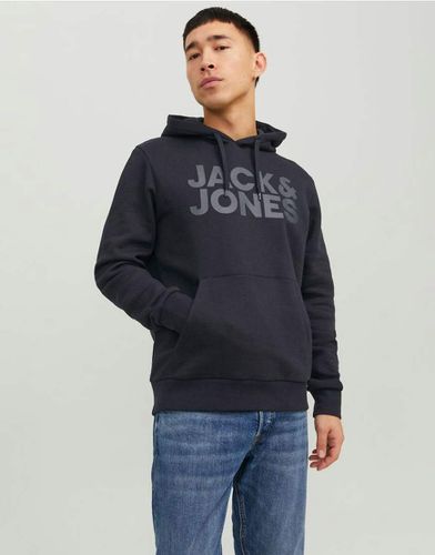 Felpa con cappuccio nera con logo - Jack & Jones - Modalova