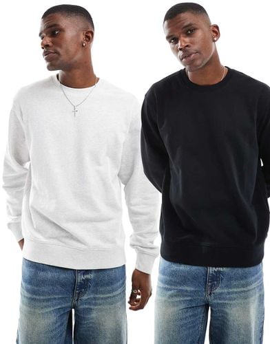 Felpa girocollo super oversize e bianco mélange - Jack & Jones - Modalova