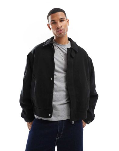 Giacca harrington nera in misto lana con zip - Jack & Jones - Modalova