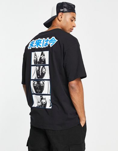 Originals - T-shirt oversize nera con stampa stile manga - Jack & Jones - Modalova