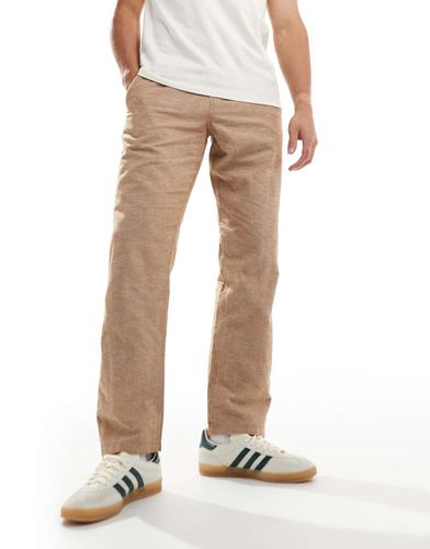 Pantaloni in misto lino color cuoio con coulisse - Jack & Jones - Modalova